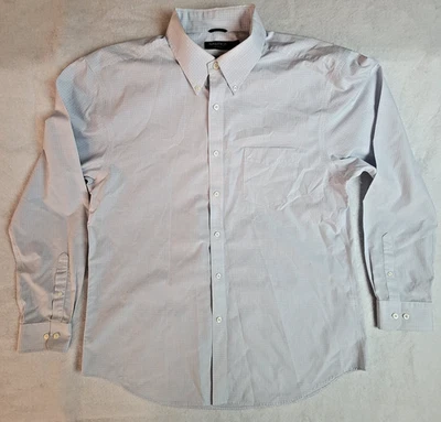 Nautica Men's Performance Dress Shirt Slim Fit - White with blue grid XL - Image 1 of 4