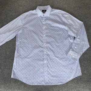 Psycho Bunny Modern Fit Stretch Non Iron Dress Shirt Blue Check Mens 17.5 34/35 - Picture 1 of 7