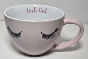Rosa Keramik Kaffee/Suppentasse Wimpern Design "Lash Out" großer Henkel - Bild 1 von 8