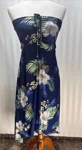 Abito Hawaii Hangover blu floreale senza spalline taglia S - Foto 1 di 9