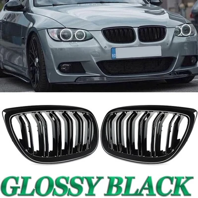 For BMW 3 Series E92 E93 2006-2010 Gloss Black Front Bumper Kidney Hood Grille - Изображение 1 из 4