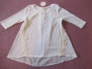 NEW Womens Umgee Cotton Gauze Coverup Lace Summer White Top Blouse S - Picture 1 of 4