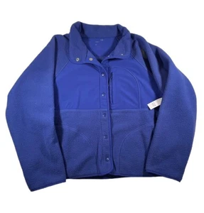 Gap Fit Womens Snap Button Fleece Jacket M Rolling Bay Blue Polyester NWT - Picture 1 of 14