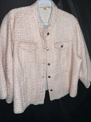 RACHEL Rachel Roy Pink Cream Wide Sleeve Tweed Jacket Size 2XL - Image 1 of 4