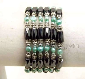 Brazalete de perlas naturales azul barroco de 4-5 mm para mujer hematita magnético de 38 - Imagen 1 de 10