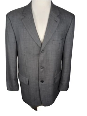 Abrigo deportivo Alfani para hombre talla 44R azul a cuadros pequeños 100 % lana B52 Foto 1 de 4