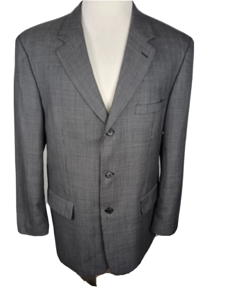 Abrigo deportivo Alfani para hombre talla 44R azul a cuadros pequeños 100 % lana B52 Foto 1 de 4