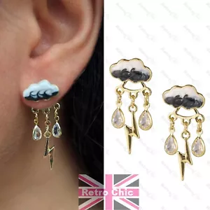 Regentropfen Dangle Thunder entzückende Wolken OHRRINGE Regenwasser Tropfen Ohr Schmuck UK - Bild 1 von 3