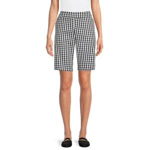 Bermudas Time and Tru para damas negras a cuadros guinga talla 2XL 20 NUEVAS SIN ETIQUETAS - Imagen 1 de 5