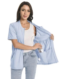 Post Mastectomy Zip Up Shirts with Drain Pockets After Breast Surgery Recover... - Picture 1 of 6