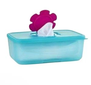 NEW Tupperware Baby Wipes Dispenser Aqua Hot Pink Tissue Box Container High *B - Bild 1 von 1