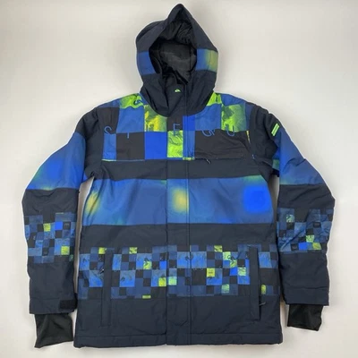 Jaqueta Quiksilver Youth Boys 14 L voo seco 10K esqui snowboard capuz preto azul - Imagem 1 de 4