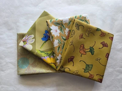 4 Fat Quarters, Green - Var. Designers FQ 18 x 22 Cotton Quilting Fabric Ver 17 - Image 1 of 4