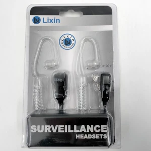 Lixin PTT Surveillance Headsets with Metal Clip & In-Ear Speaker - NEW - Picture 1 of 2