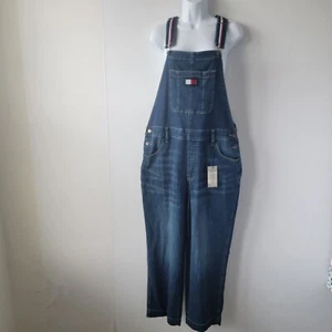 Tommy Hilfiger Damen Cropped Logo Overall Jeans Größe 14 Blau - Bild 1 von 8