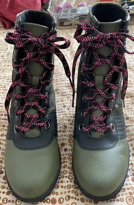 Ботинки Sorel Lexie на танкетке камуфляжные на шнуровке молодежный размер 3 - Изображение 1 из 4