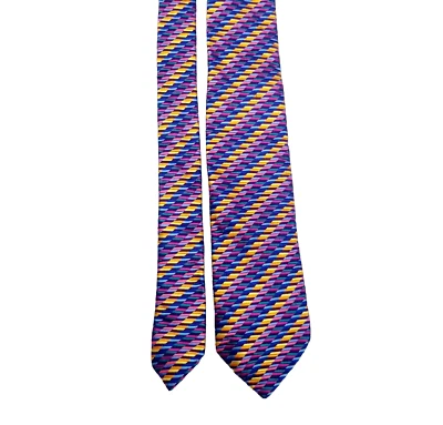 Corbata ajustada Charles Tyrwhitt hecha en Inglaterra seda amarillo azul púrpura  Foto 1 de 4