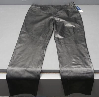 Jones New York Mujer Talla 16 Suave Negro Cuero Forrado Pierna Recta Pantalones Nuevos/Etiquetas Foto 1 de 4