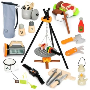 UMU Kids Camping Toys Set, Pretend Play with Campfire, Wooden Camping Playset... - Picture 1 of 7