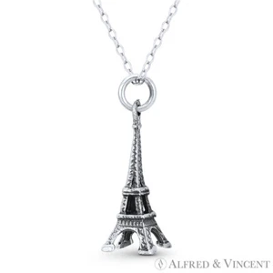 Dije 3D para viajero torre Eiffel en plata esterlina 0,925 oxidada - Imagen 1 de 1