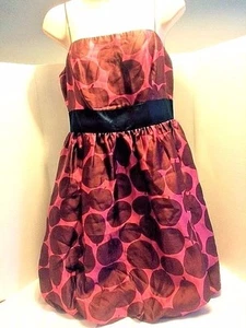 Juicy Couture Pink Brown Polka Dot Prom Summer Dressy Silk Sundress Strap EUC - Picture 1 of 9