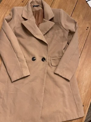 Chaqueta Abrigo Boohoo Pea Mujer Tostada Talla 4 UK 8 Hecha en Italia Foto 1 de 4