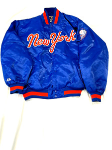 MAJESTIC COOPERSTOWN NEW YORK METS VINTAGE BASEBALL BOMBER JACKET Size XL