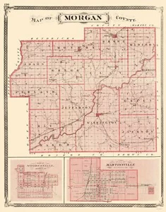 Mapa histórico del condado - Condado Morgan Indiana - Baskin 1876 - 23 x 29,35 - Imagen 1 de 20