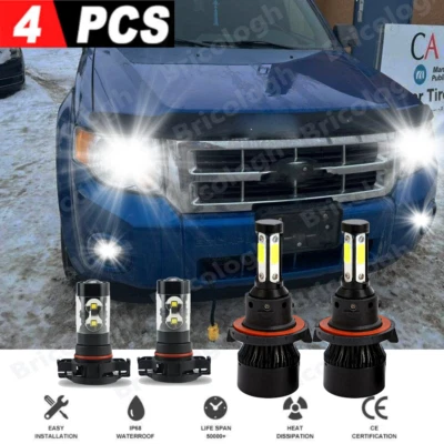 For Ford Escape 2009-2012 - 4PC 6000K LED Headlights + Fog Light Bulbs Combo Kit - Image 1 of 4