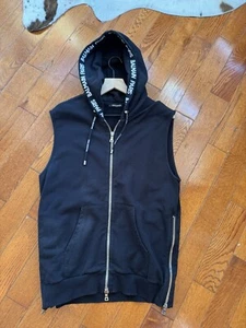 BALMAIN MEN'S ZIP-FRONT HOODIE VESTsleeveless hoody Size large authentic - Picture 1 of 14