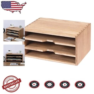 Stylish Wooden Desktop Organizer with 3 Tiers - Perfect for Papers and Magazines - Picture 1 of 10