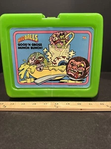 1986 - Madballs - Lunchbox in plastica verde (plastica Deka) - NO thermos - Foto 1 di 18