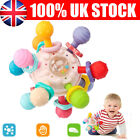 Baby Silicone Teether Sensory Toys 0-12 Months Rotating Rattle Ball Grasping Toy