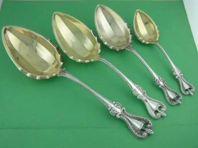 TOALLA ESTERLINA 4 cucharas para servir en varios tamaños ANTIGUA COLONIAL 1895 Foto 1 de 4