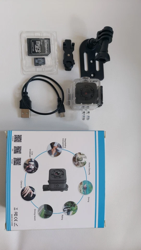 SQ29 MINI SPORT Caméra WI-FI Étanche 1080hd + SDCX10/32Go avec Adaptateur - Photo 1/3