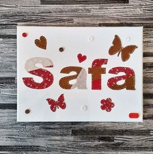 A4 A3 Large Handmade Personalised Canvas Print Baby Children's Name