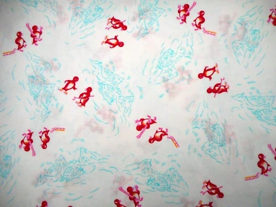Christmas Fabric By Yard Penguins Frosty Friends on White Premium Cotton 38 C - Image 1 of 2