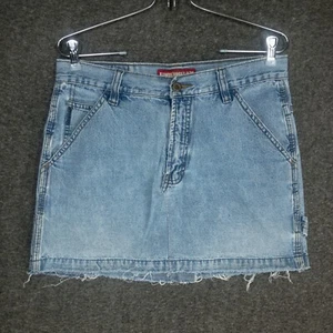 Y2K Union Bay Denim Mini Skirt Juniors Women's 9 Carpenter Low Rise Distressed - Picture 1 of 13