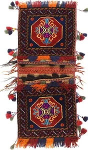 Arabian Show Horses Saddle Bag Hand Knotted By Afghan Artisan Woolen Area Rug - Picture 1 of 5