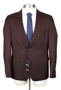 Hugo Boss Suit 42 S Mens Red Micro Patterned Super 100s Wool Slim Fit Houston - Picture 1 of 16
