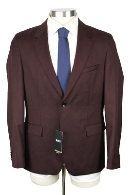 Hugo Boss Suit 42 S Mens Red Micro Patterned Super 100s Wool Slim Fit Houston - Image 1 of 4