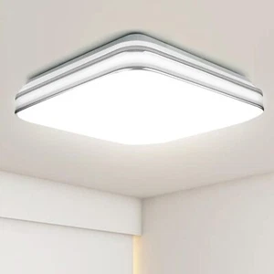 Lámpara de Techo Cuadrada LED 24W, 2160lm Doble Borde Plateado Baño Luz de Techo - Imagen 1 de 22