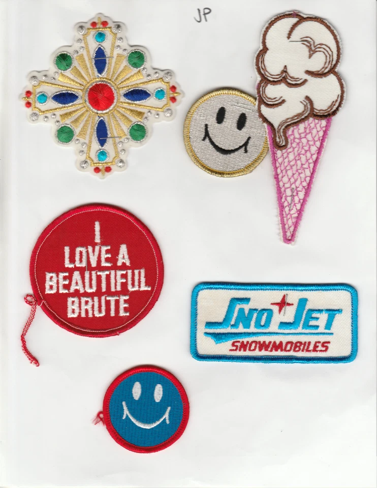 Vintage Patches Ice Cream Cone I Love A Beautiful Brute Snowmobiles Happy Faces - Image 1 of 1