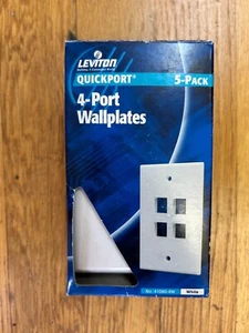 Box mit (5) Leviton Quickport 4-Port Wandplatte 41080-4W weiß - Bild 1 von 3
