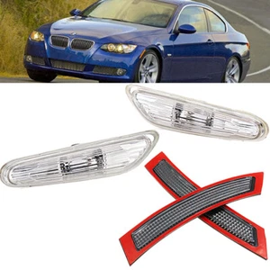 For BMW E92 E93 Pair Front Bumper Reflectors +Turn Indicator Side Marker Light - Picture 1 of 5