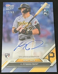 2024 Topps Now Opening Day HENRY DAVIS RC On-Card Auto 02/49 Pittsburgh Pirates - Picture 1 of 4