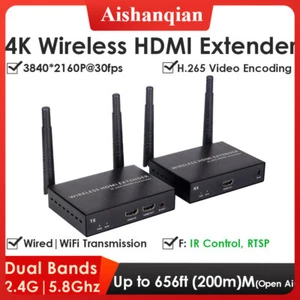 4K 30fps Wireless HDMI Extender H.265 1x TX 1x RX Kits 2.4 5.8GHz Up to 656ft - Picture 1 of 7