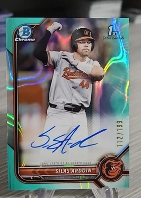 Silas Ardoin 2022 Bowman Chrome Aqua Lava Refractor Autograph /199 Orioles 1st - Image 1 of 2