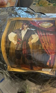 Pirate Costume Adult XL incl Embossed Vinyl Vest Gauze Shirt Sash Hat Boot Tops - Picture 1 of 8