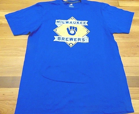 NEW VF IMAGEWEAR RING SPUN SOFT MLB RETRO MILWAUKEE BREWERS BLUE T-SHIRT SIZE L Cover